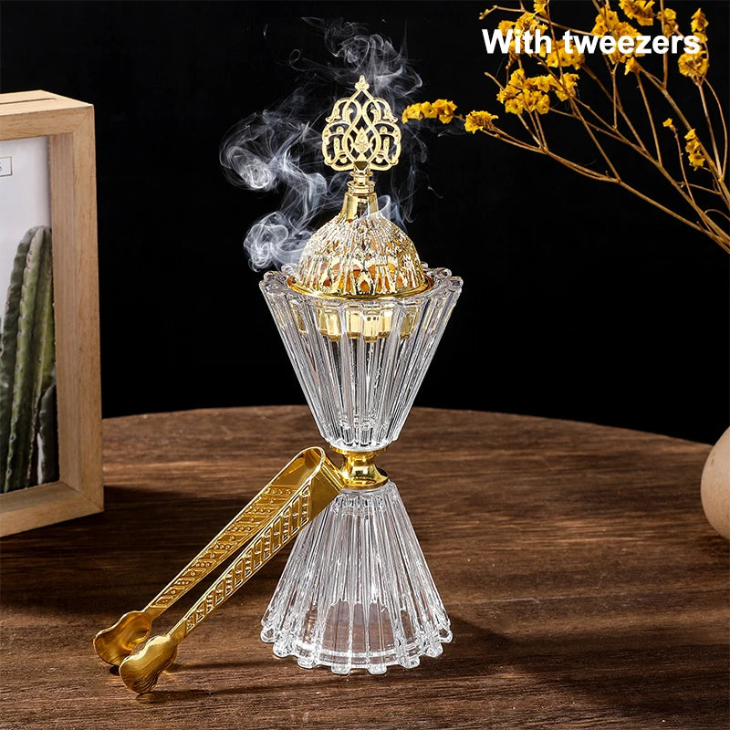 1pc Glass Incense Burner Set Desktop Ornament Portable Creative Home Fragrance For Hotel Cabinet Living Room Office Party