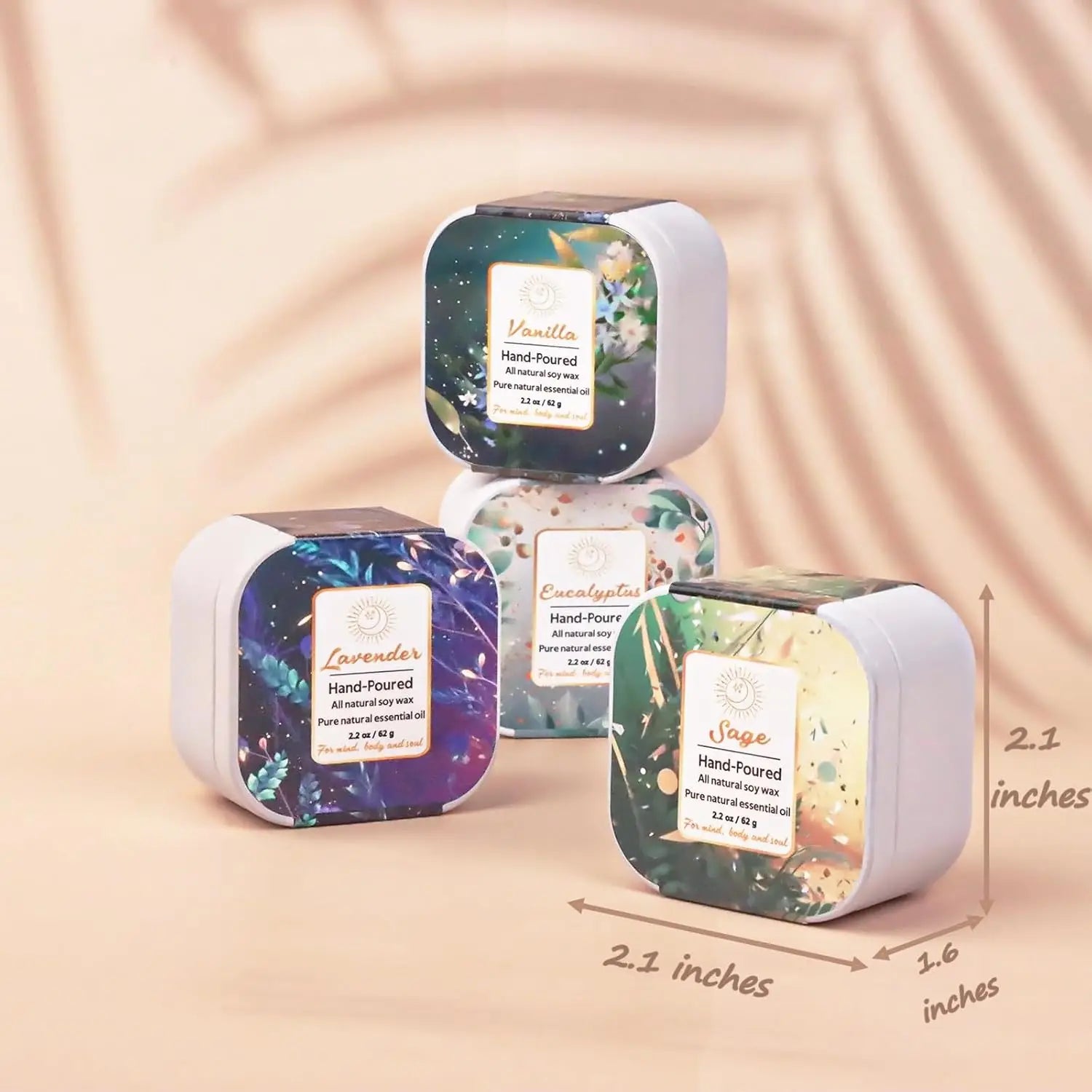 8-Pack Organic Aromatherapy Candles, Hand-Poured Soy Wax, Natural Fragrance for Home Decor and Relaxation