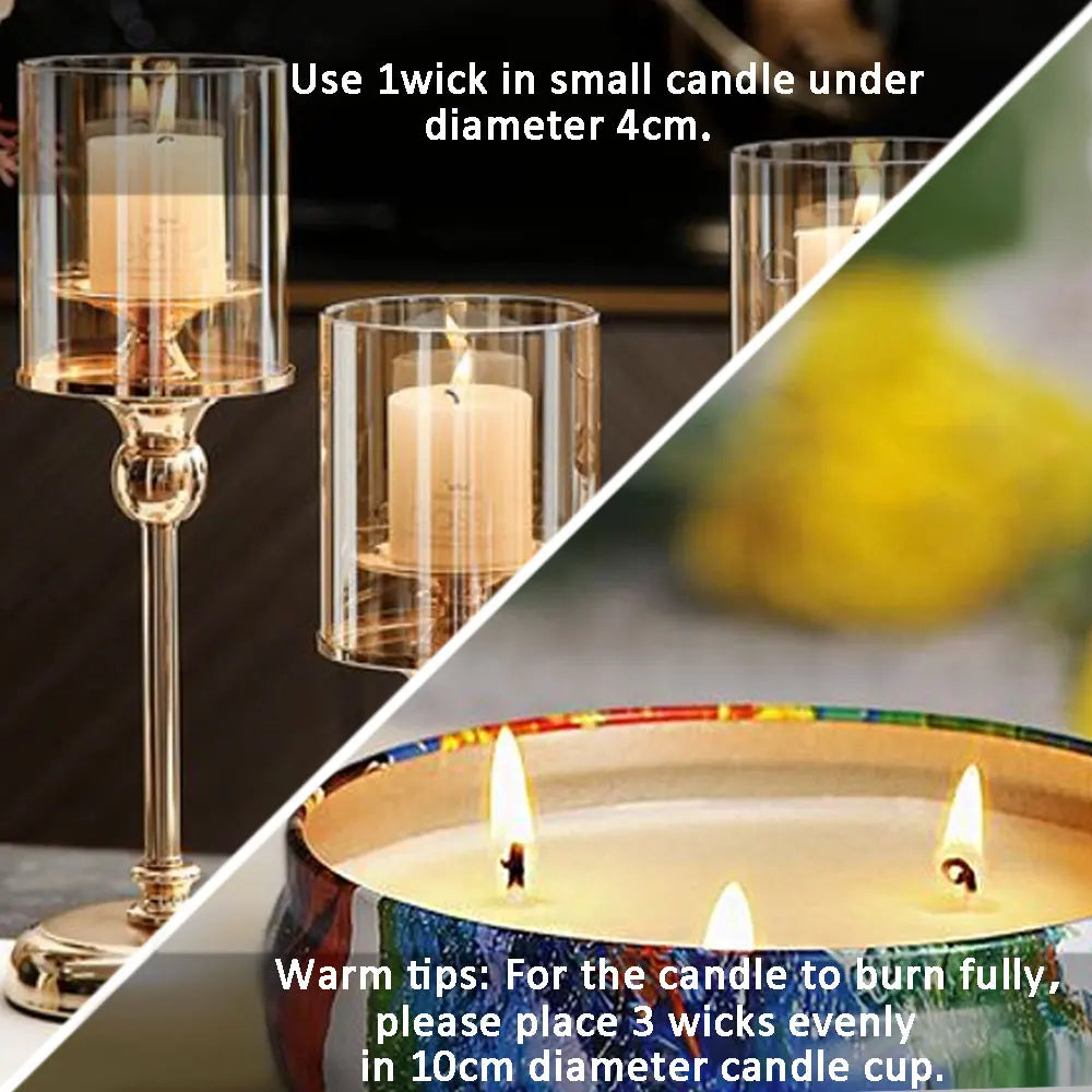 55pcs Flower Candle Wick Wood Stick Hold for SoyWax Candle Making Kit Smokeless Eco Series DIY Home Fragrance Decor Party Favors