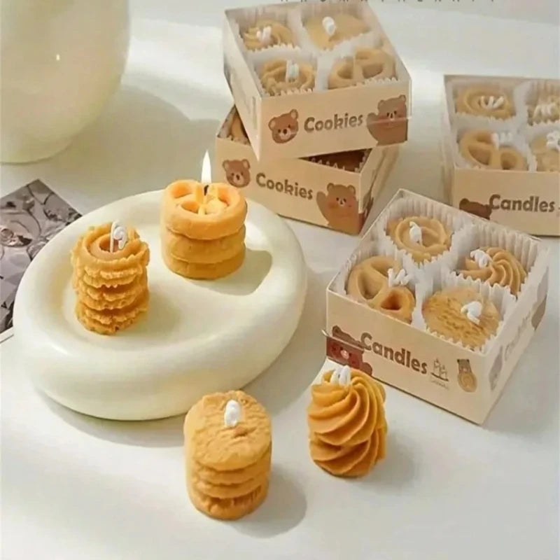 1set Aromatherapy Candles Cookies Gift Box Handheld Handmade Indoor Home Fragrance Design Decorative Scented Exquisite