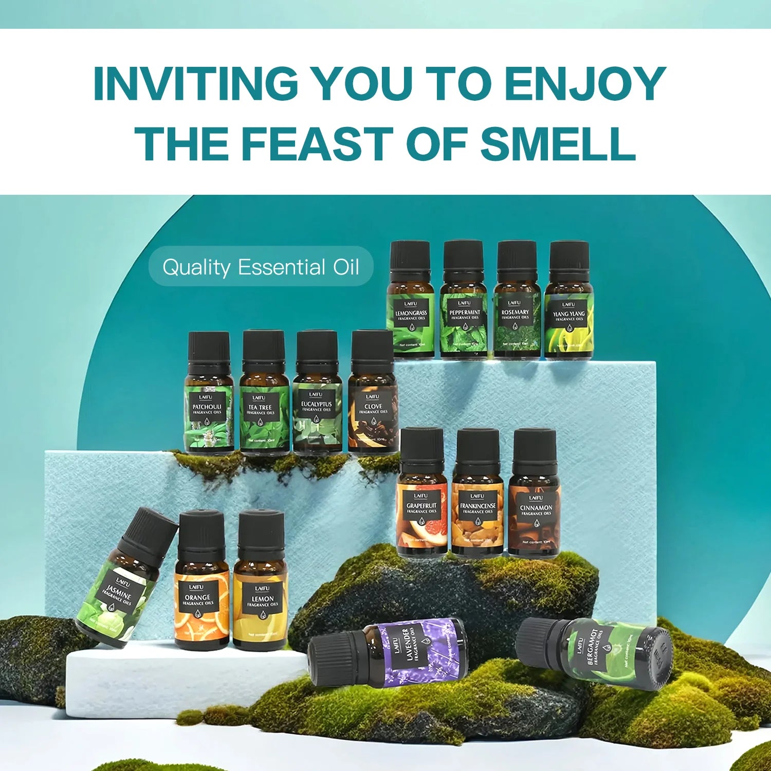 16x10ml Essential Oils Set for Diffuser Aromatherapy Candle Making Perfume Home Fragrance Humidifier Ideal Gifts