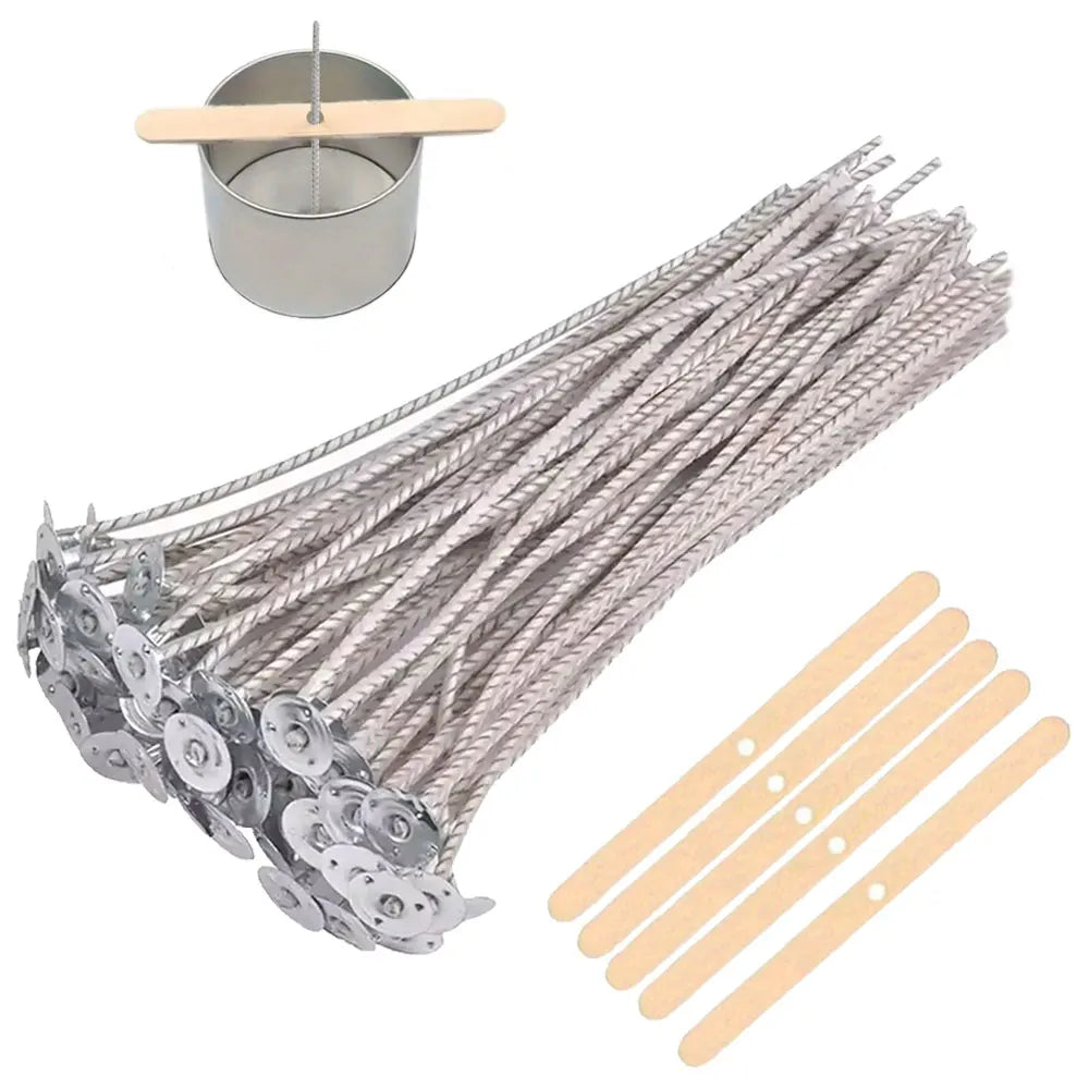 55pcs Flower Candle Wick Wood Stick Hold for SoyWax Candle Making Kit Smokeless Eco Series DIY Home Fragrance Decor Party Favors